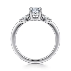 Gabriel & Co. Dela - 14K White Gold Three Stone Oval Diamond Engagement Ring