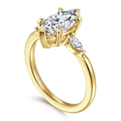 Hot Gabriel & Co. Dela - 14K Yellow Gold Marquise Shape Three Stone Diamond Engagement Ring