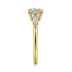 Sale Gabriel & Co. Dela - 14K Yellow Gold Three Stone Round Diamond Engagement Ring