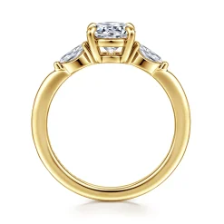 Sale Gabriel & Co. Dela - 14K Yellow Gold Three Stone Round Diamond Engagement Ring