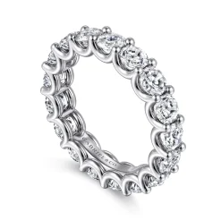 Outlet Gabriel & Co. Delfina - 14K White Gold Scallop Setting Round Diamond Eternity Band - 3.7 ct