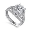 Discount Gabriel & Co. Delicacy - 14K White Gold Round Halo Diamond Engagement Ring