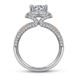 Best Gabriel & Co. Delicacy - 14K White-Rose Gold Round Halo Diamond Engagement Ring