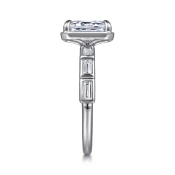 New Gabriel & Co. Delphe - 14K White Gold Emerald Cut Diamond Engagement Ring
