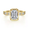Discount Gabriel & Co. Delphe - 14K Yellow Gold Bezel Prong Emerald Cut Diamond Engagement Ring
