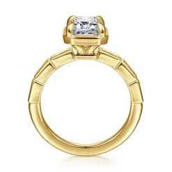 Discount Gabriel & Co. Delphe - 14K Yellow Gold Bezel Prong Emerald Cut Diamond Engagement Ring