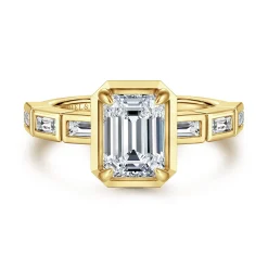Discount Gabriel & Co. Delphe - 14K Yellow Gold Emerald Cut Diamond Engagement Ring