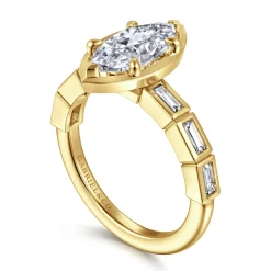 New Gabriel & Co. Delphe - 14K Yellow Gold Marquise Shape Diamond Engagement Ring