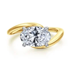 Hot Gabriel & Co. Delphi - 14K Mix of White and Yellow Gold Bypass Oval Engagement Ring