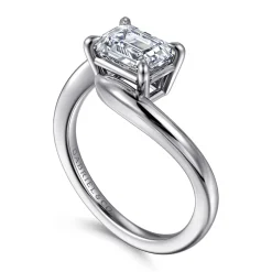Hot Gabriel & Co. Delphi - 14K White Gold Bypass Emerald Cut Diamond Engagement Ring