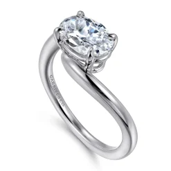 Clearance Gabriel & Co. Delphi - 14K White Gold Bypass Oval Diamond Engagement Ring
