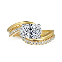 Online Gabriel & Co. Delphi - 14K White-Yellow Gold Bypass Oval Diamond Engagement Ring