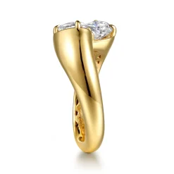 Clearance Gabriel & Co. Delta - 14K Yellow Gold Toi et Moi Pear Shape Diamond Engagement Ring