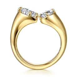 Clearance Gabriel & Co. Delta - 14K Yellow Gold Toi et Moi Pear Shape Diamond Engagement Ring