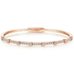 Online Gabriel & Co. Demure - 14K Rose Gold Bezel Station Diamond Bangle