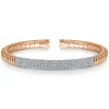 Clearance Gabriel & Co. Demure - 14K Rose Gold Cuff Bracelet with Diamond Pave Station