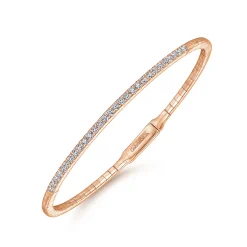 New Gabriel & Co. Demure - 14K Rose Gold Diamond Bangle
