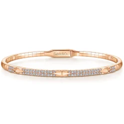 Gabriel & Co. Demure - 14K Rose Gold Diamond Bangle with Pyramid Rhombus Stations