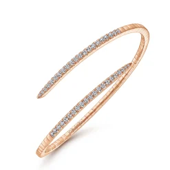 New Gabriel & Co. Demure - 14K Rose Gold Split Bypass Diamond Bangle