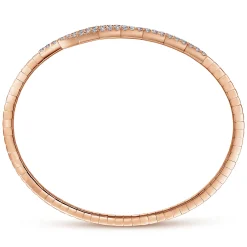 New Gabriel & Co. Demure - 14K Rose Gold Split Bypass Diamond Bangle