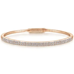 New Gabriel & Co. Demure - 14K Rose Gold Two Row Diamond Bangle