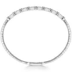 Clearance Gabriel & Co. Demure - 14K White Gold Alternating Baguette and Round Diamond Bangle