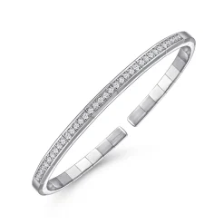 Online Gabriel & Co. Demure - 14K White Gold Cuff Bracelet with Diamond Inner Channel