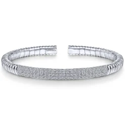 Online Gabriel & Co. Demure - 14K White Gold Cuff Bracelet with Diamond Pave Station