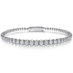 Best Gabriel & Co. Demure - 14K White Gold Diamond Bangle