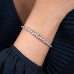 Best Gabriel & Co. Demure - 14K White Gold Diamond Bangle