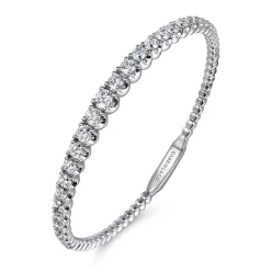 Outlet Gabriel & Co. Demure - 14K White Gold Graduating Diamond Bangle