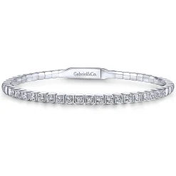 Gabriel & Co. Demure - 14K White Gold Square Set Diamond Bangle