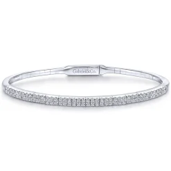 Best Gabriel & Co. Demure - 14K White Gold Two Row Diamond Bangle