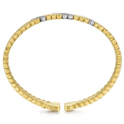New Gabriel & Co. Demure - 14K White-Yellow Gold Diamond Demure Bangle