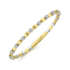 New Gabriel & Co. Demure - 14K White-Yellow Gold Diamond Bangle