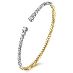 Online Gabriel & Co. Demure - 14K Yellow and White Gold Split Cuff Bracelet with Graduating Diamonds