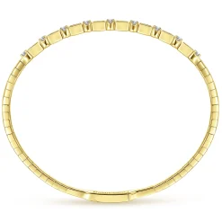 Hot Gabriel & Co. Demure - 14K Yellow Gold Alternating Baguette and Round Diamond Bangle