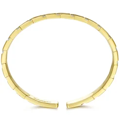 Discount Gabriel & Co. Demure - 14K Yellow Gold Cuff Bracelet with Pave Diamond Chevron Stations