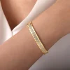 Online Gabriel & Co. Demure - 14K Yellow Gold Diamond Bangle with Hexagon Pattern