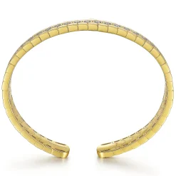 Online Gabriel & Co. Demure - 14K Yellow Gold Diamond Bangle with Hexagon Pattern