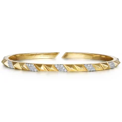 Discount Gabriel & Co. Demure - 14K Yellow Gold Diamond Bangle