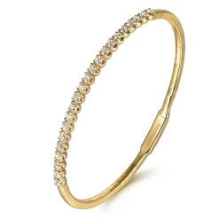 New Gabriel & Co. Demure - 14K Yellow Gold Diamond Bangle