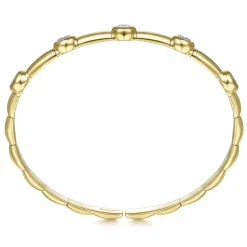 Online Gabriel & Co. Demure - 14K Yellow Gold Open Bangle with Diamond Stations