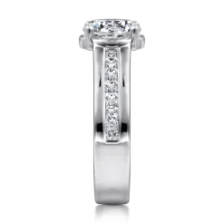 New Gabriel & Co. Dennise - 14K White Gold Wide Band Round Diamond Engagement Ring
