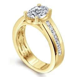 New Gabriel & Co. Dennise - 14K Yellow Gold Wide Band Oval Diamond Engagement Ring