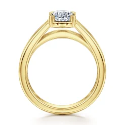 New Gabriel & Co. Dennise - 14K Yellow Gold Wide Band Oval Diamond Engagement Ring