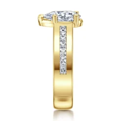 Discount Gabriel & Co. Dennise - 14K Yellow Gold Wide Band Pear Shape Diamond Engagement Ring
