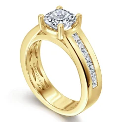 Outlet Gabriel & Co. Dennise - 14K Yellow Gold Wide Band Cushion Cut Diamond Engagement Ring