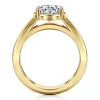 Gabriel & Co. Dennise - 14K Yellow Gold Wide Band Round Diamond Engagement Ring