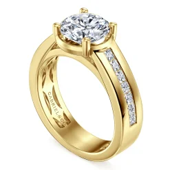 Gabriel & Co. Dennise - 14K Yellow Gold Wide Band Round Diamond Engagement Ring